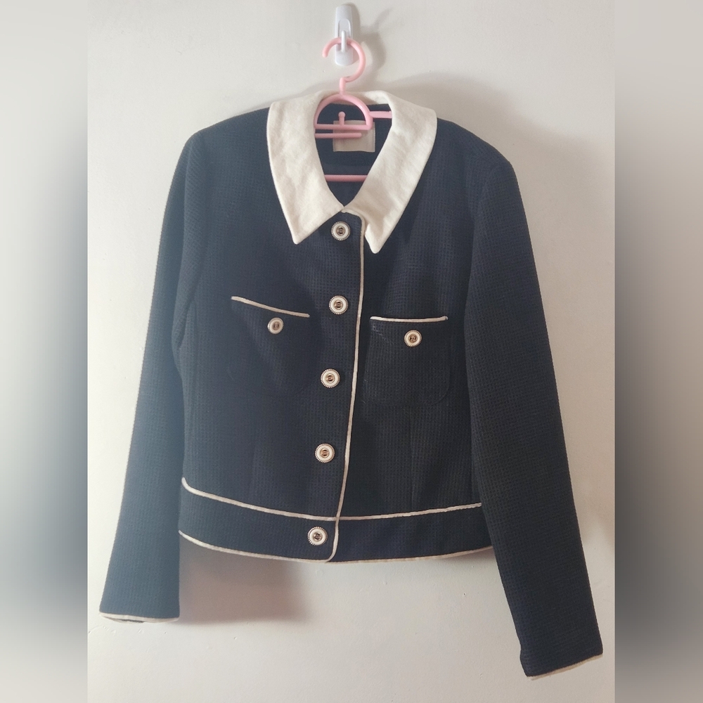 Womens Black Formal Tweed Style Jacket